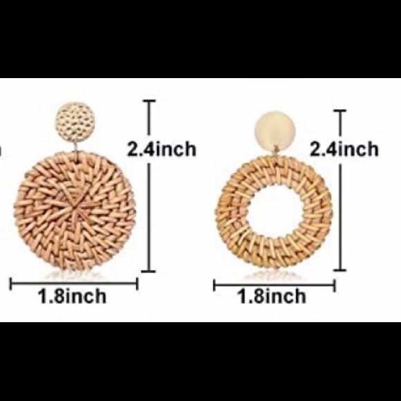 ✨3 for $20✨ wicker/ rattan style circle earrings - Picture 3 of 3
